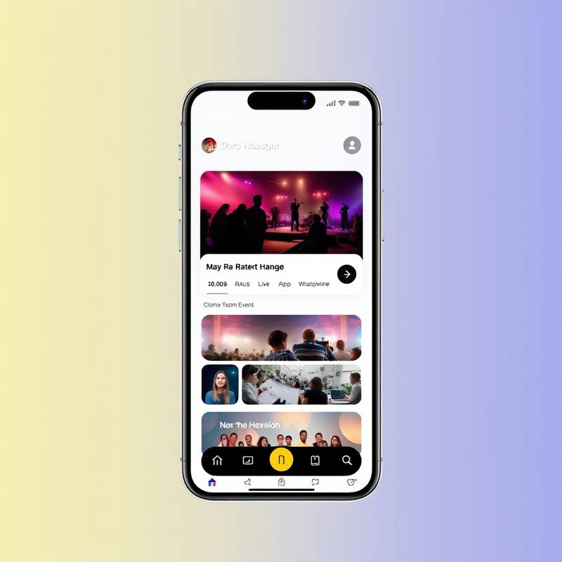 Captura de pantalla de una aplicación móvil para la gestión de eventos, con un diseño limpio y funcional.