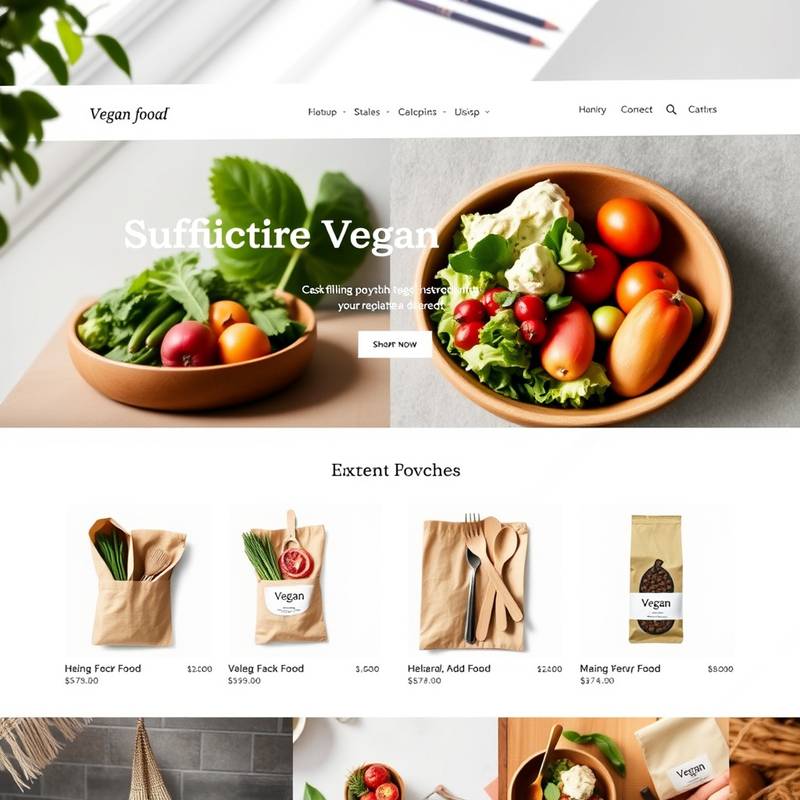 Captura de pantalla del nuevo sitio web de 'Delicias Veganas', una tienda online de productos veganos, mostrando un diseño limpio y atractivo.