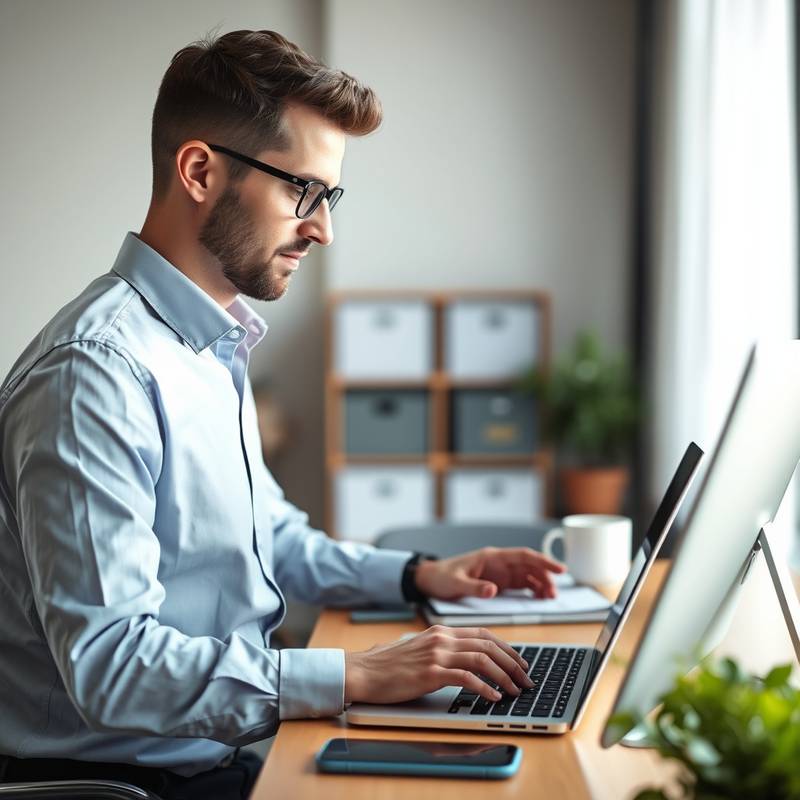 Imagen de un consultor digital trabajando en un proyecto, mostrando su experiencia y profesionalismo.